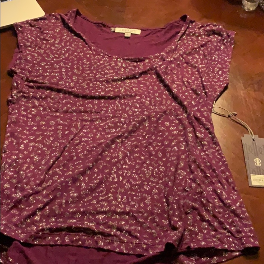 Purple and silver sparkle cheetah print T-shirt